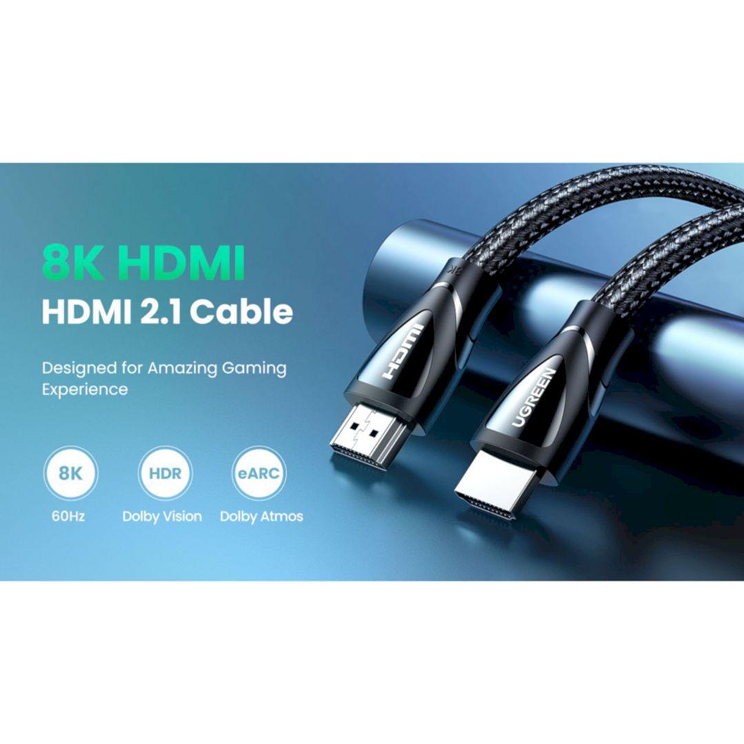 Ugreen UG40178HD150TK 1m 2.1 HDMI 8K 60hz 48Gpbs Male to Male Braided Cable 4k 120hz - HÀNG CHÍNH HÃNG
