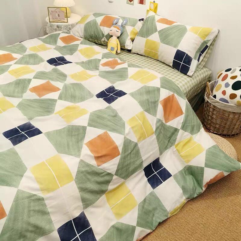 Bộ chăn ga gối Cotton poly M2T Bedding Hình khói ngũ sắc, vỏ chăn mền, drap nệm và 2 vỏ gối