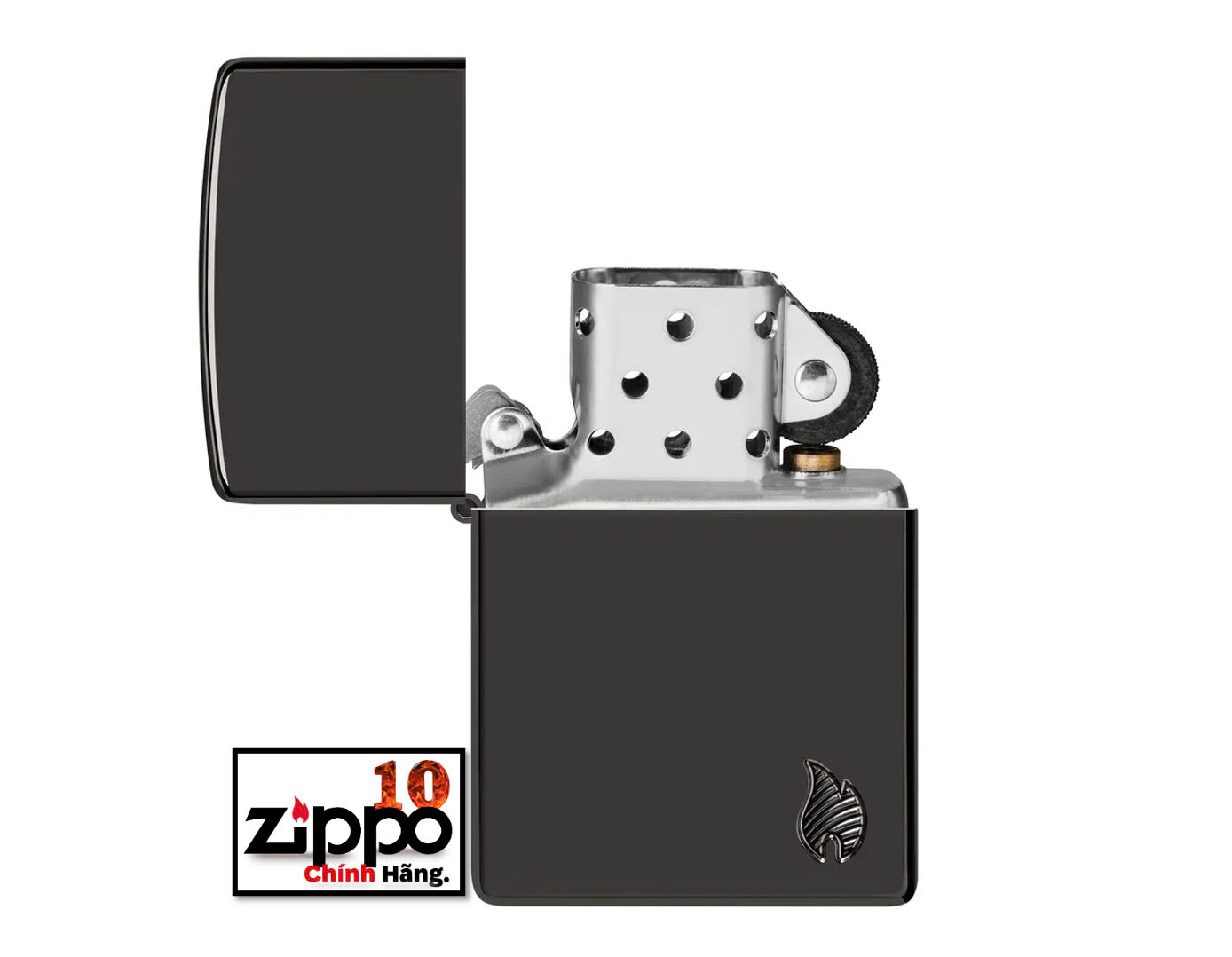 Bật lửa Zippo 46402 Armor High Polish Black Flame Design - Chính hãng 100%