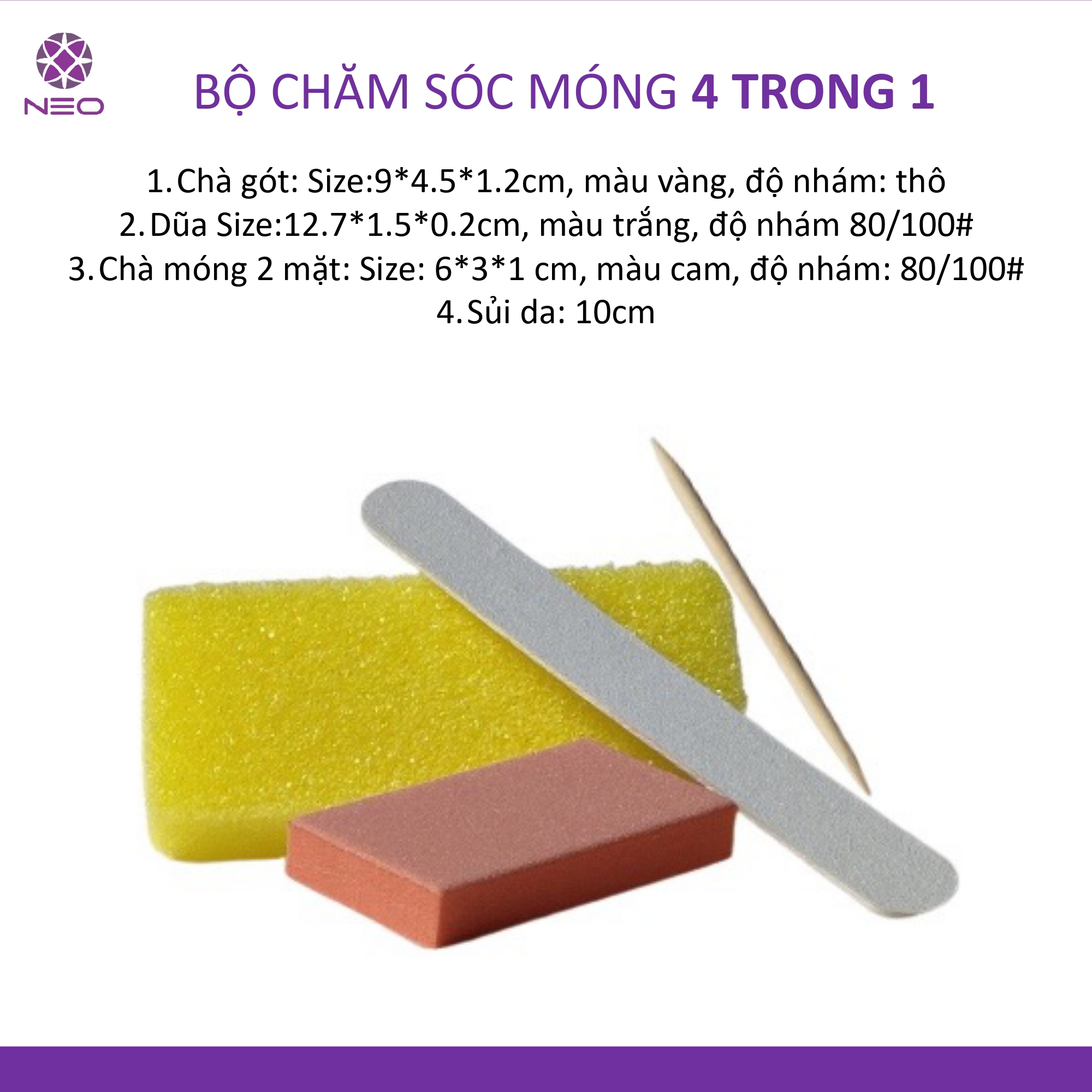 Bộ Dụng Cụ Chăm Sóc Móng Chuyên Nghiệp 4 Trong 1 NEO Thuận Tiện Và Vệ Sinh/ Professional Pedicure Kit 4 in 1