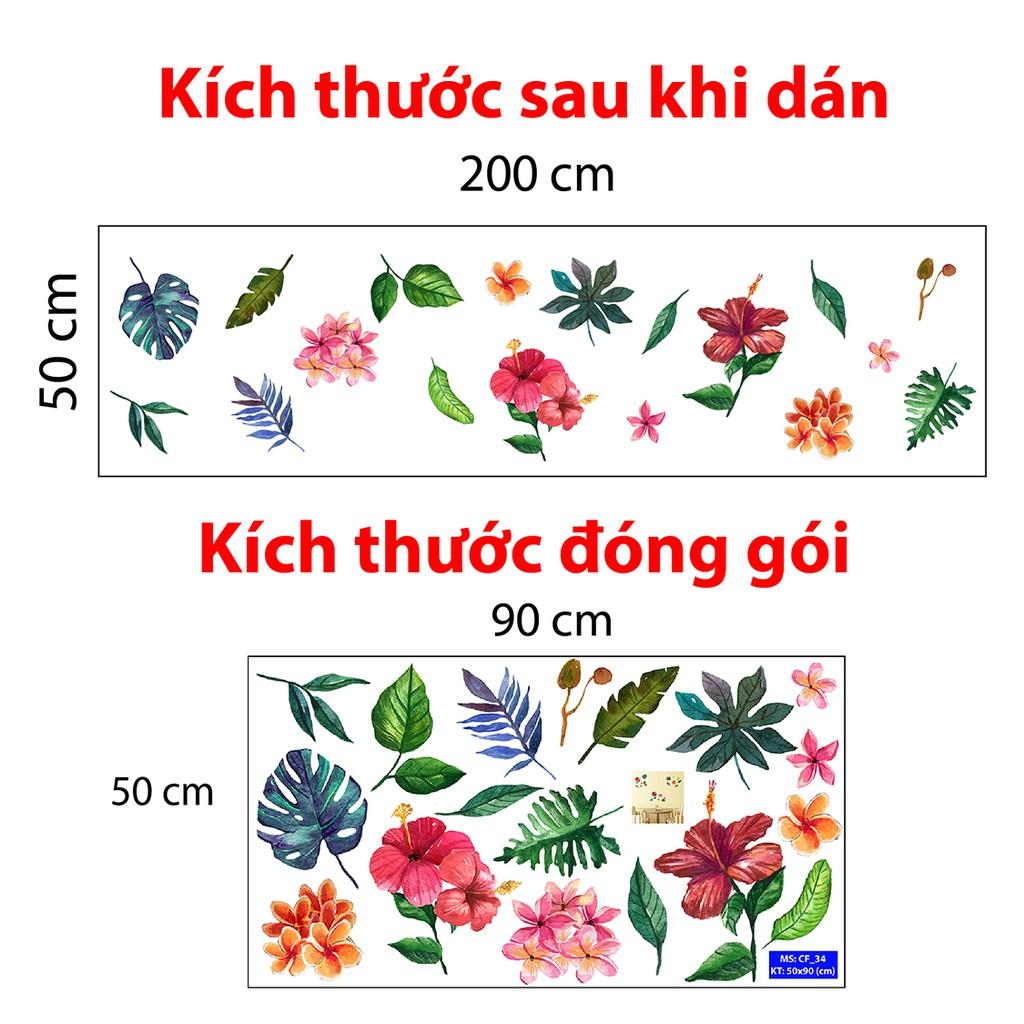 Decal trang trí quán hoa lá nhiệt đới