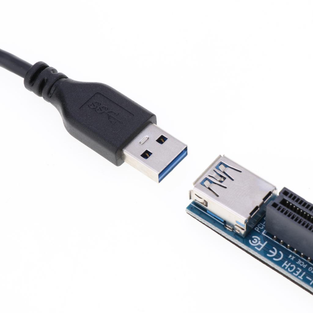 PCI Riser Extend Adapter Card with USB 3.0 Cable, Overcurrent Protection