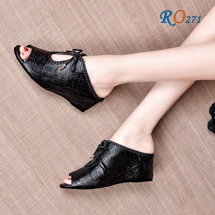 Giày sandal nữ cao gót 7 phân màu đen hàng hiệu rosata ro271