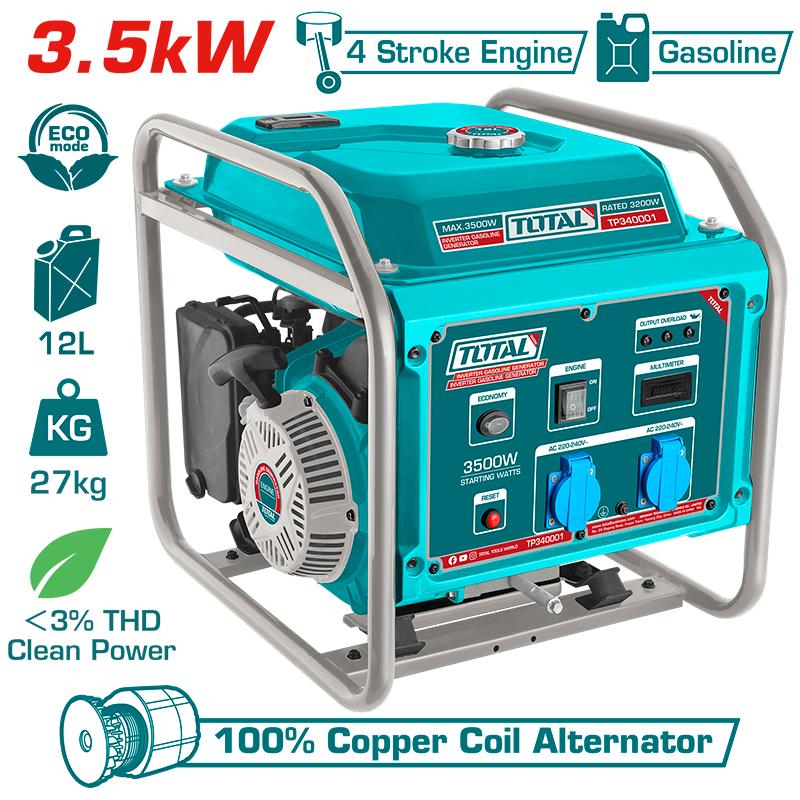 MÁY PHÁT ĐIỆN DÙNG XĂNG BIẾN TẦN 3.5KW TOTAL TP340001 - HÀNG CHÍNH HÃNG