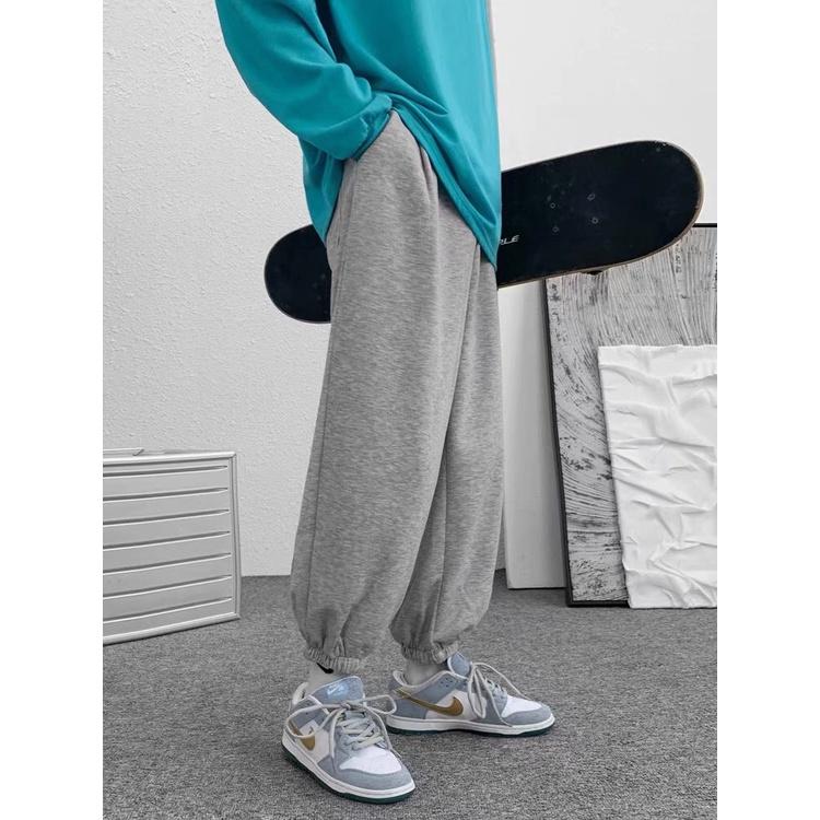 Quần ống rộng unisex bo chun - quần jogger chất nỉ da cá nam nữ đều mặc được, phong cách ullzang