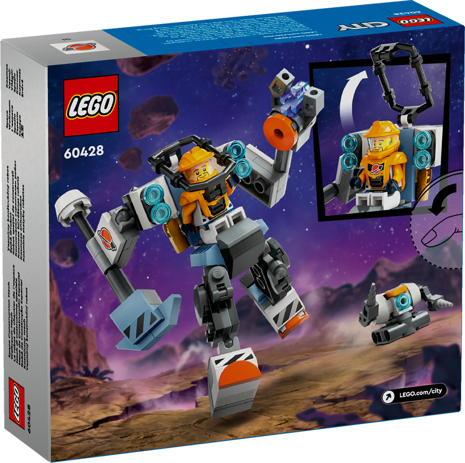 Đồ chơi lắp ráp LEGO CITY 60428 Rô bốt xây dựng trong không gian (140 chi tiết)