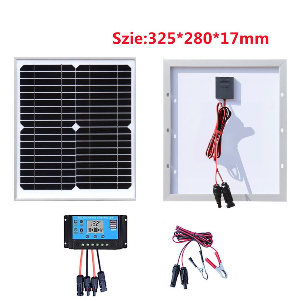 Bảng điều khiển năng lượng mặt trời cứng 10W Tấm năng lượng mặt trời đơn tinh thể bằng kính cường lực Bộ sạc pin 12V cho cắm trại RV Du thuyền Đèn đường Màu sắc: 10W Bộ B