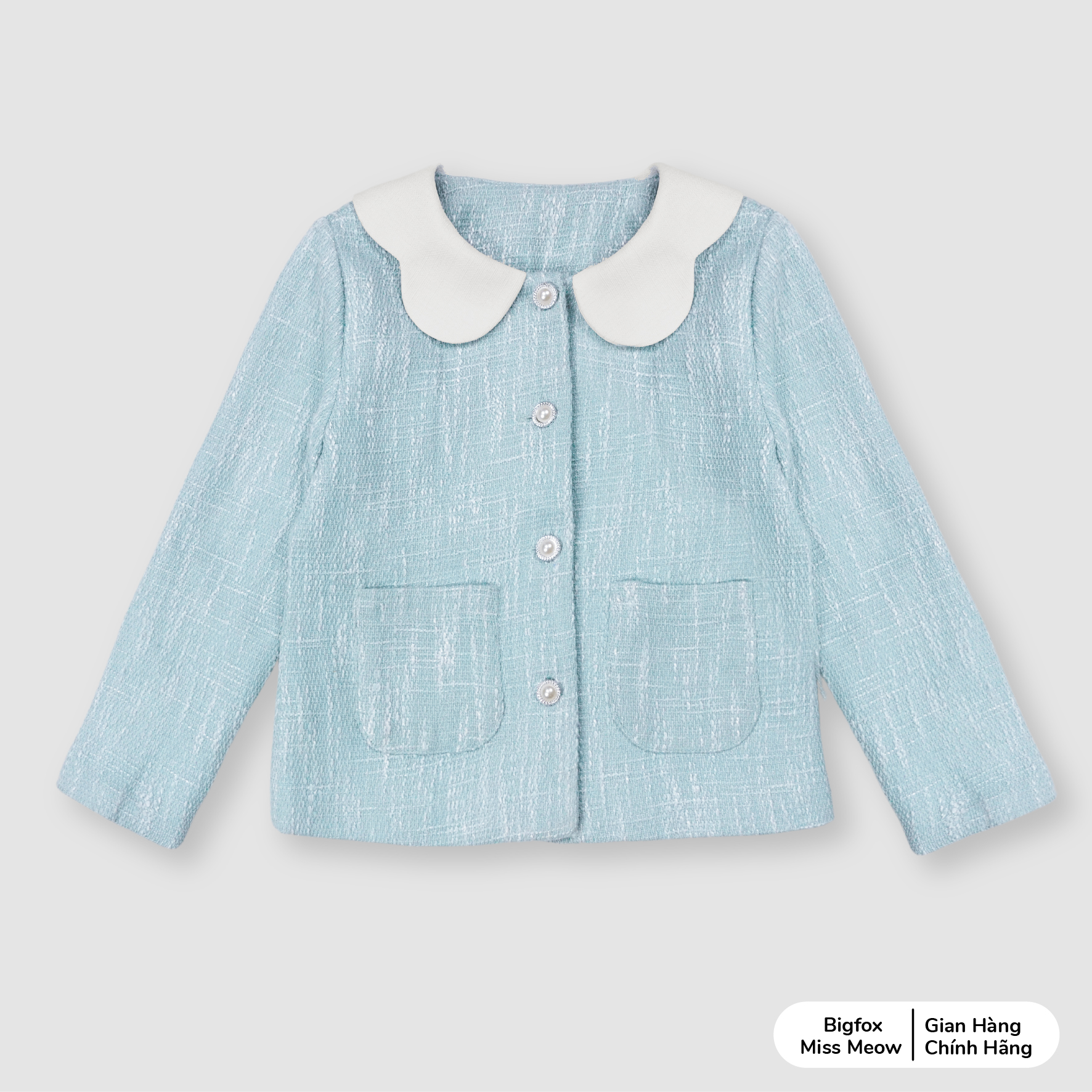 Áo khoác bé gái BIGFOX MISS MEOW  size đại chất dạ tweed 2 lớp kiểu Hàn Quốc tiểu thư sang chảnh 6-11 tuổi 38kg 2006