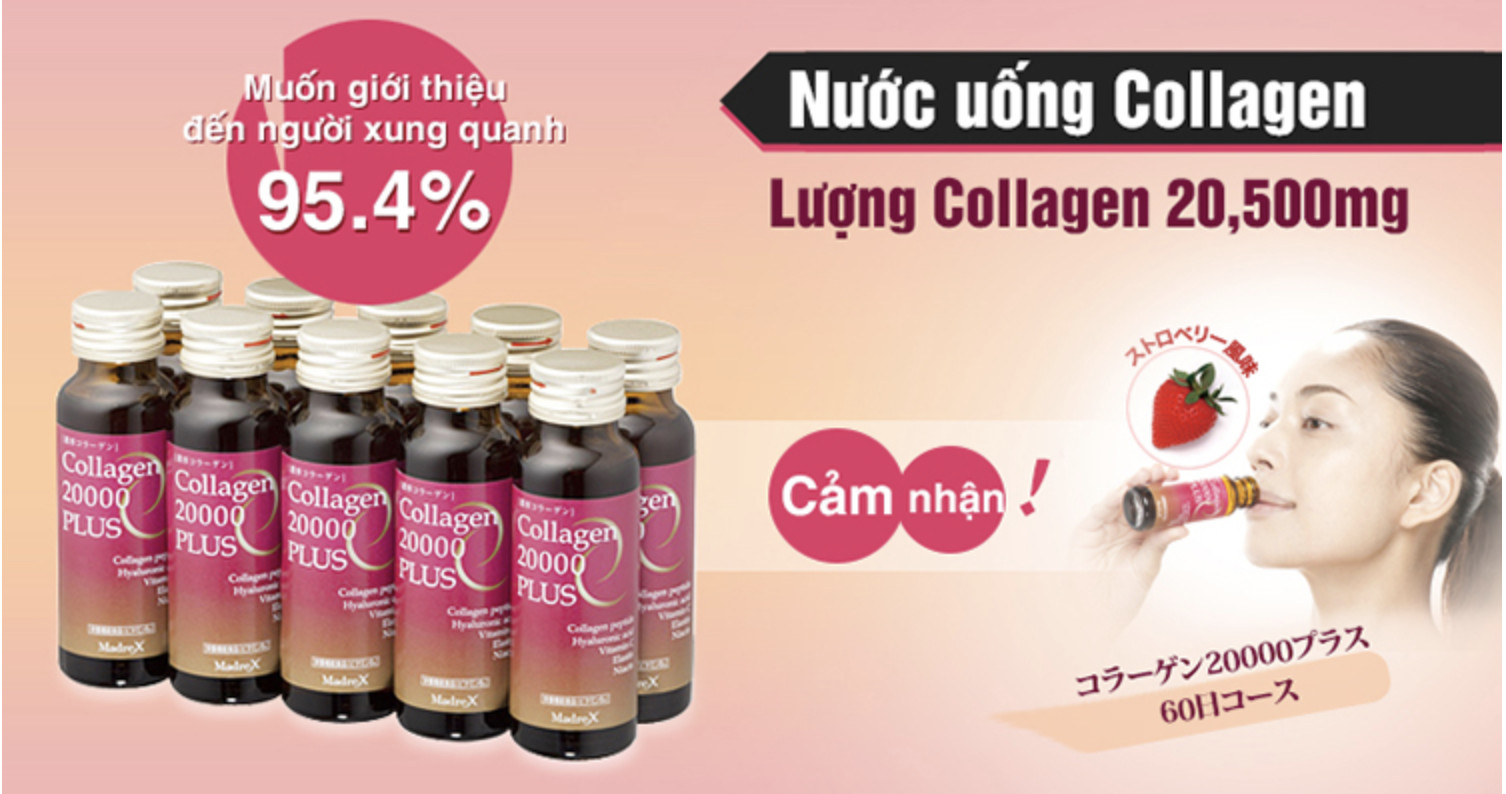 Nước Uống Làm Đẹp Da Collagen 20000 Plus Ex.Beaute Nhật Bản (Hộp 10 lọ x 50ml)