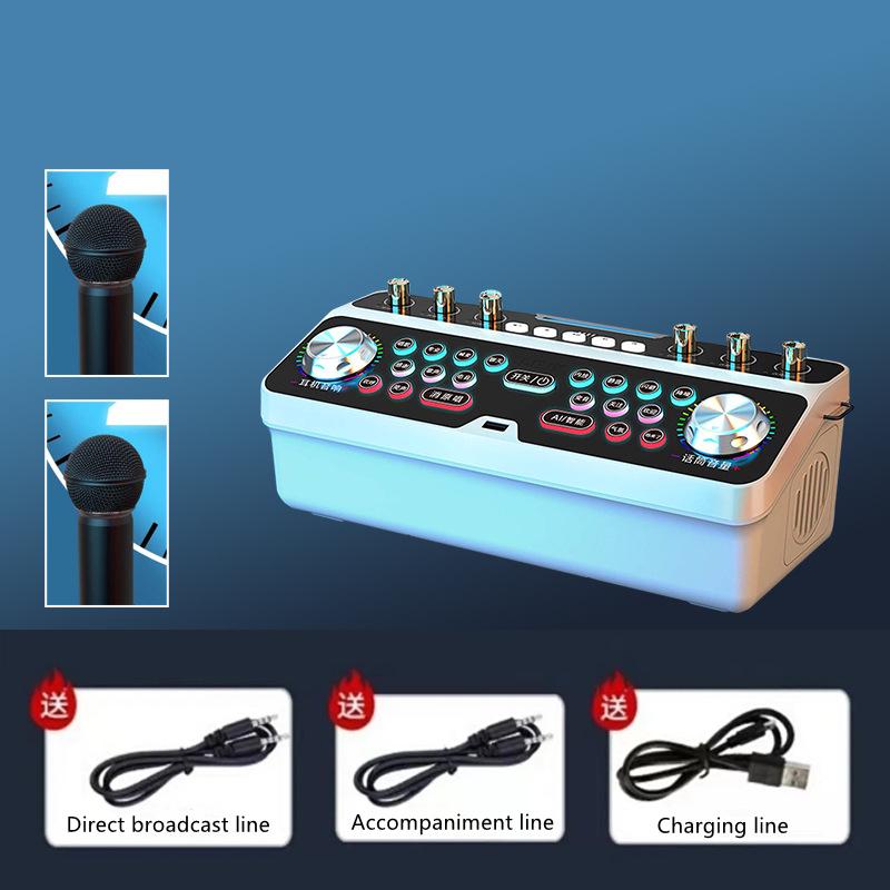 Thẻ âm thanh di động Bluetooth Loa ngoài trời Karaoke Mic Audio Audio Audio Mobile Điện thoại trực tiếp ghi âm thanh âm thanh tất cả trong một màu: Q8 với mic 2