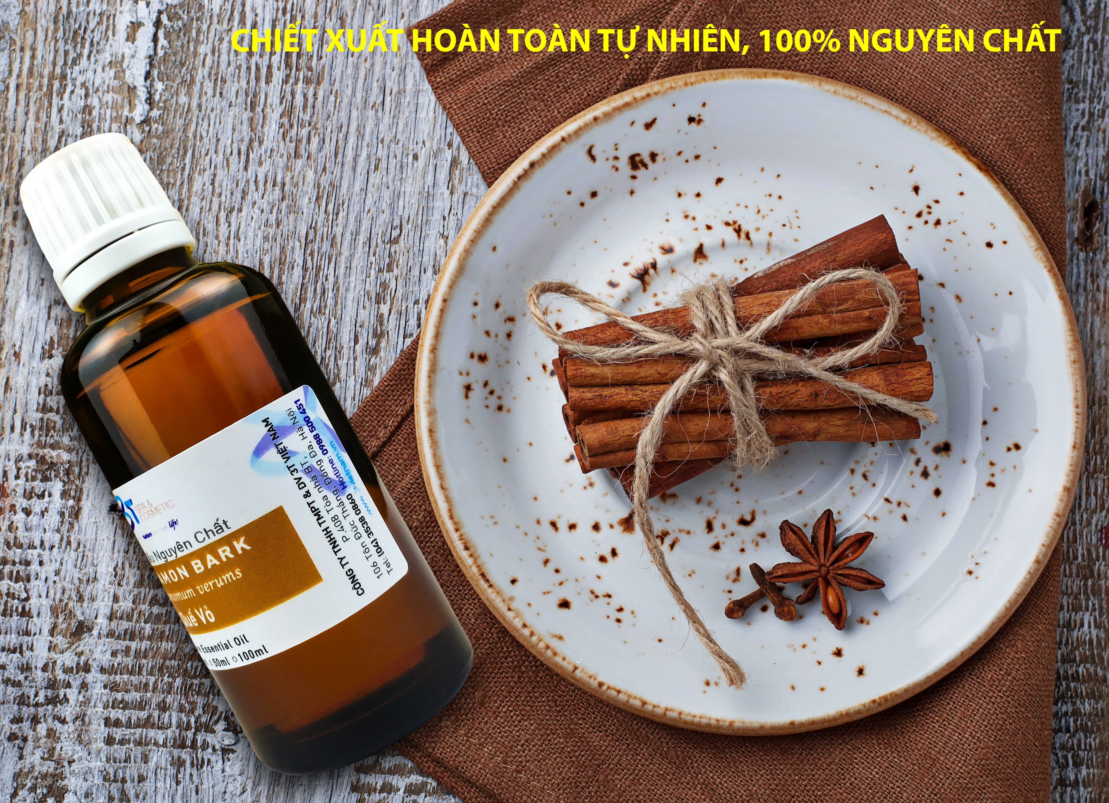 Tinh Dầu Quế Thiên Nhiên 3T (50ml) Nguyên Chất - Có Chứng Nhận Kiểm Nghiệm QUATEST 1