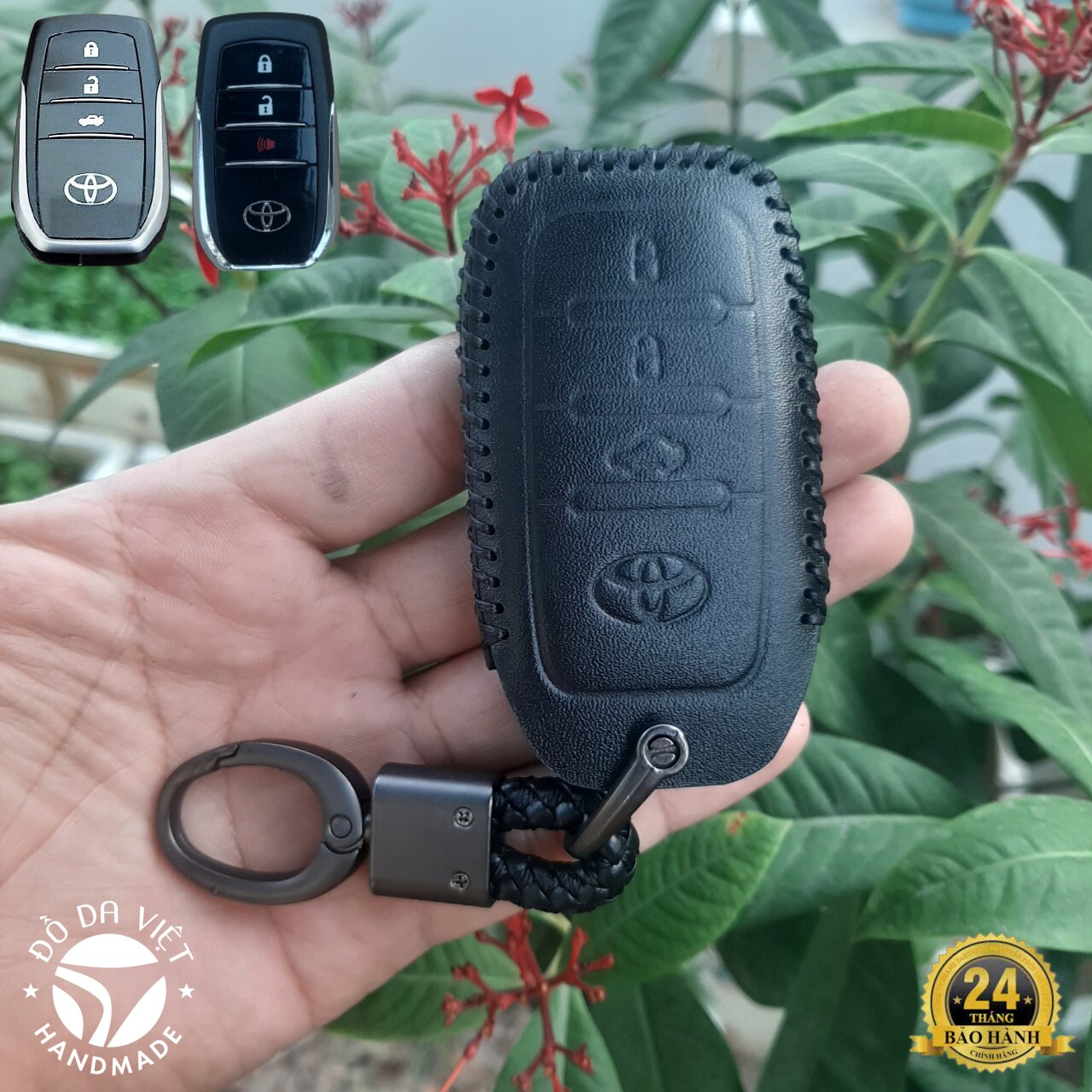 Bao Da Chìa Khóa 3 nút Toyota Camry, Fortuner, Innova V, HiluxG [ Bảo Hành 2 năm] Da bò 100