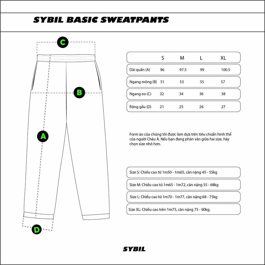 SYBIL BASIC TRACK PANTS - Quần Nỉ Da Cá dáng suông 100% Cotton Dày Dặn Form Unisex