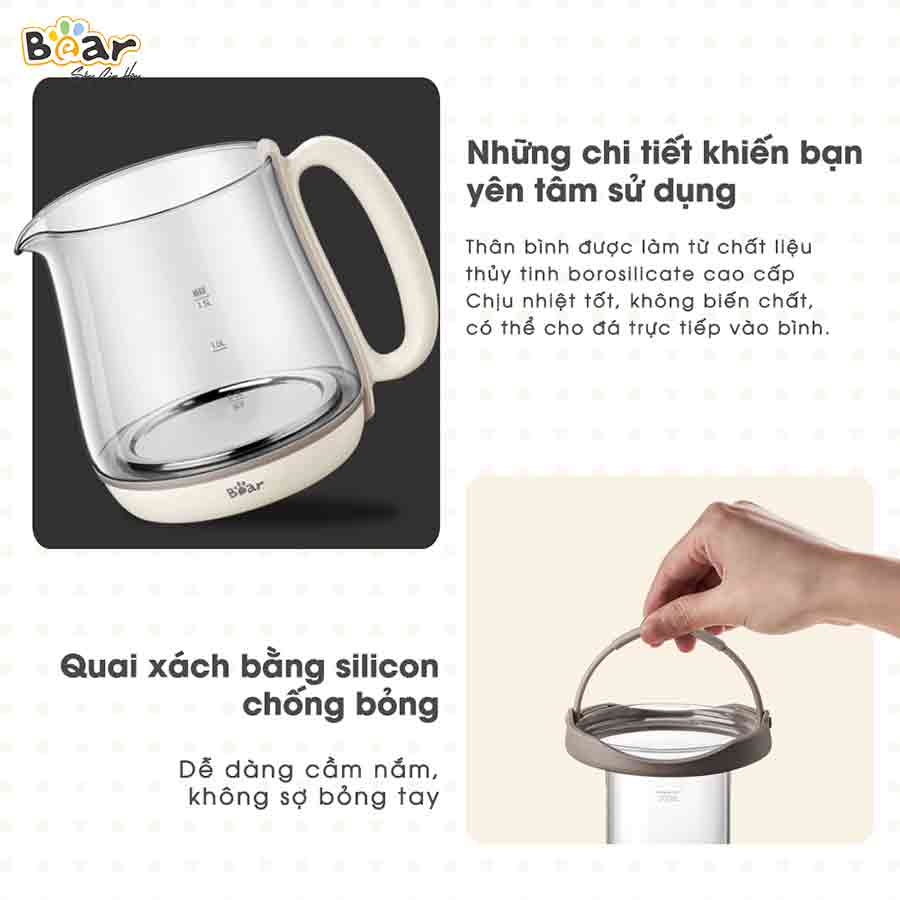 CHÍNH HÃNG BEAR VIỆT NAM  Máy Pha Trà Bear SUBE011 (YSH-C15Q5) Pha trà, đun nấu đa năng. Dùng cho gia đình, văn phòng. Bảo hành 18 tháng