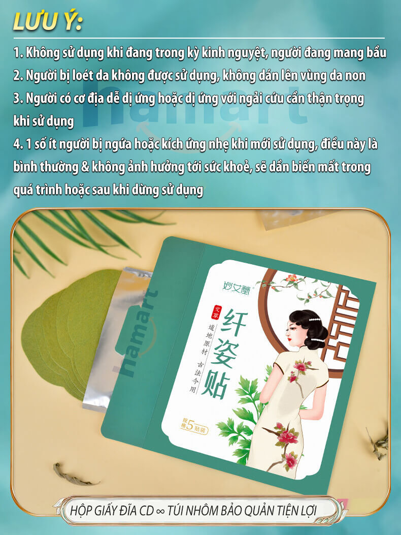 Hộp 5 Miếng Dán Bụng Mỡ Ngải Cứu Giảm Bụng Eo Detox Thải Độc Cơ Thể Hiệu Quả Tiện Lợi
