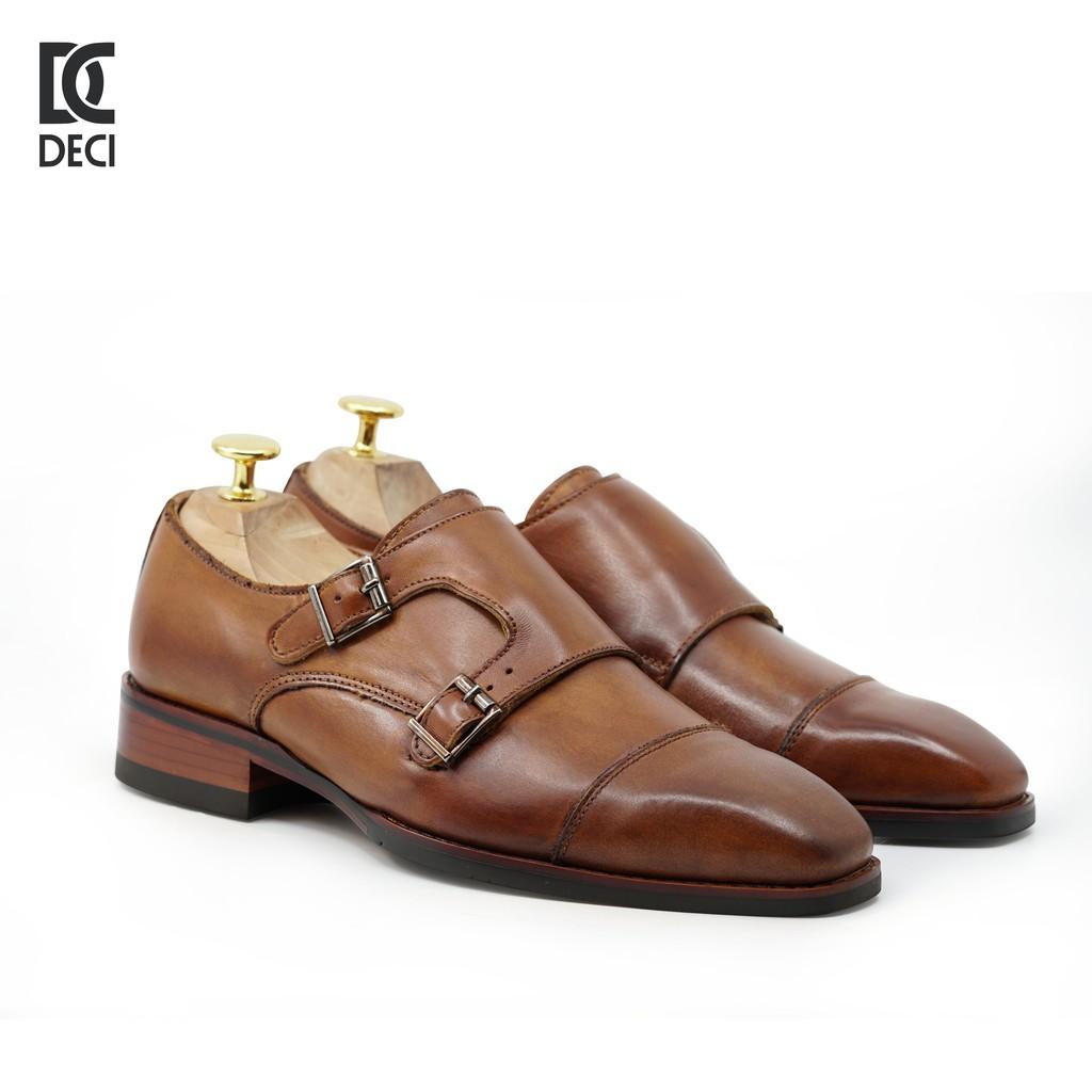 Giày tây công sở DECI da bò dòng Monkstrap BROGUE 9 NÂU