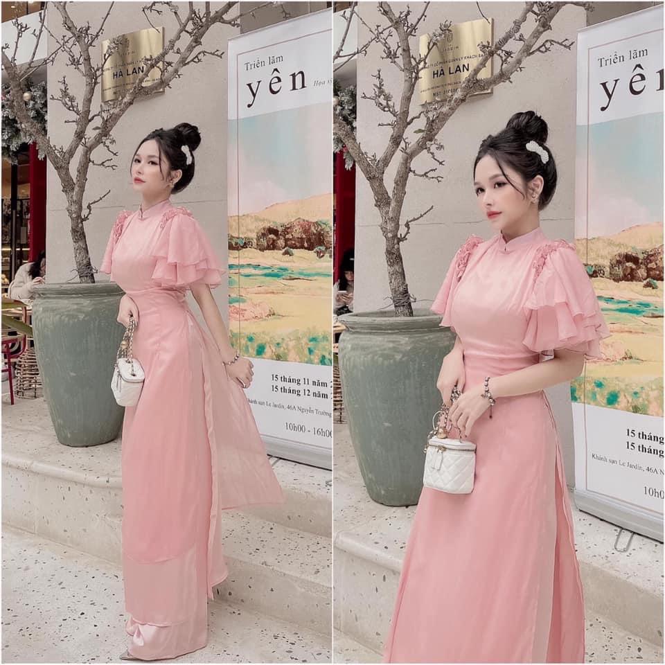 Áo Dài Cách Tân Nữ 4 Tà, Áo Dài Tay Bèo Cánh Tiên Dự Tiệc Vải Lụa Tơ Cao Cấp , Mã A9
