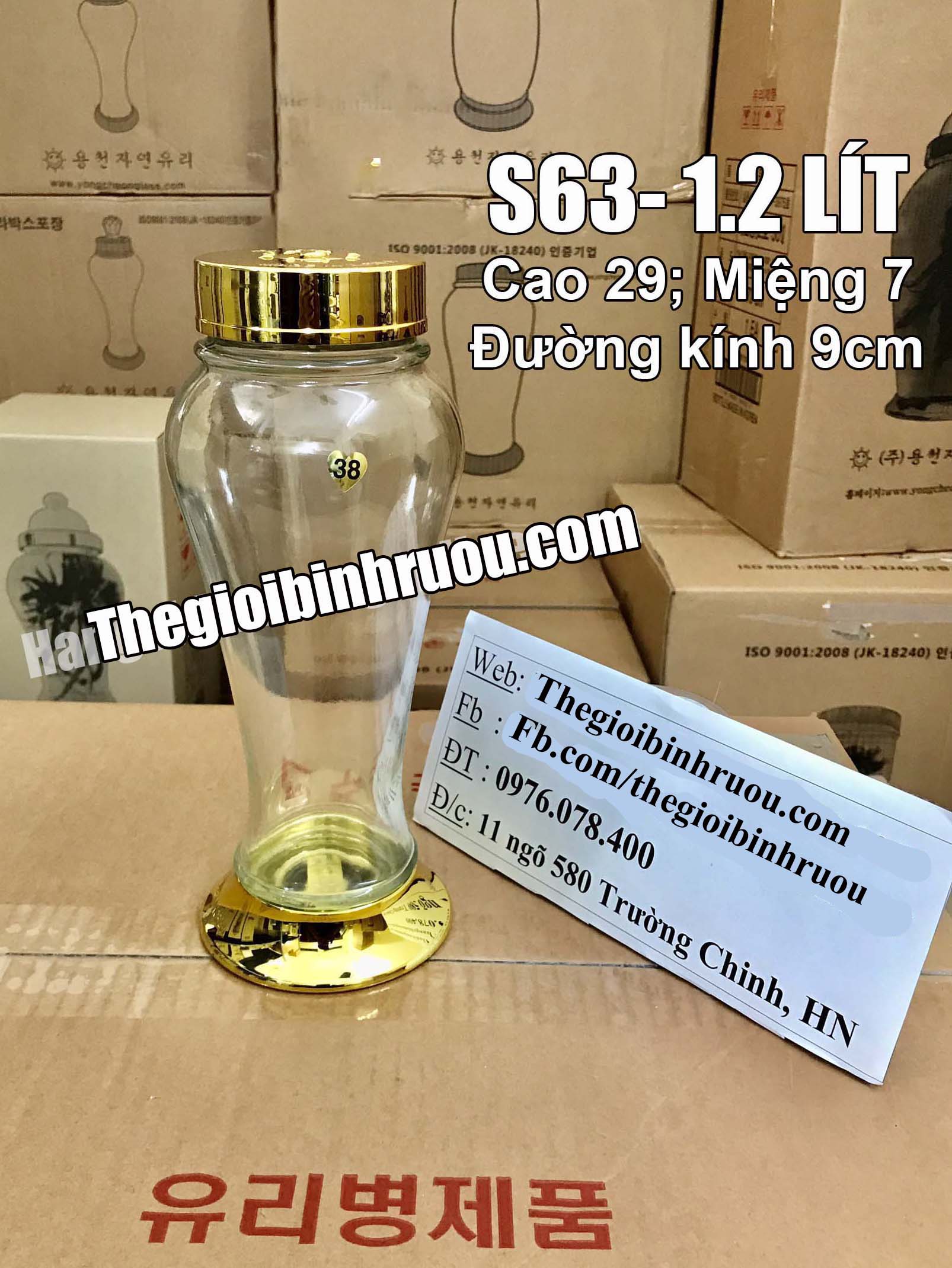 Bình thủy tinh ngâm sâm 1,2 lít