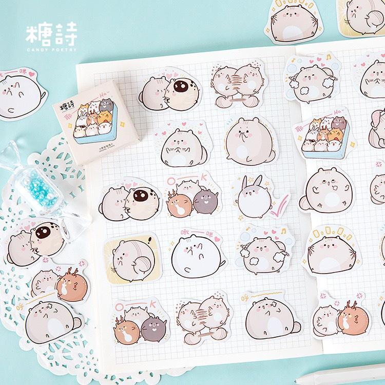 Bộ 45 sticker dán trang trí hình chuột béo dễ thương st02