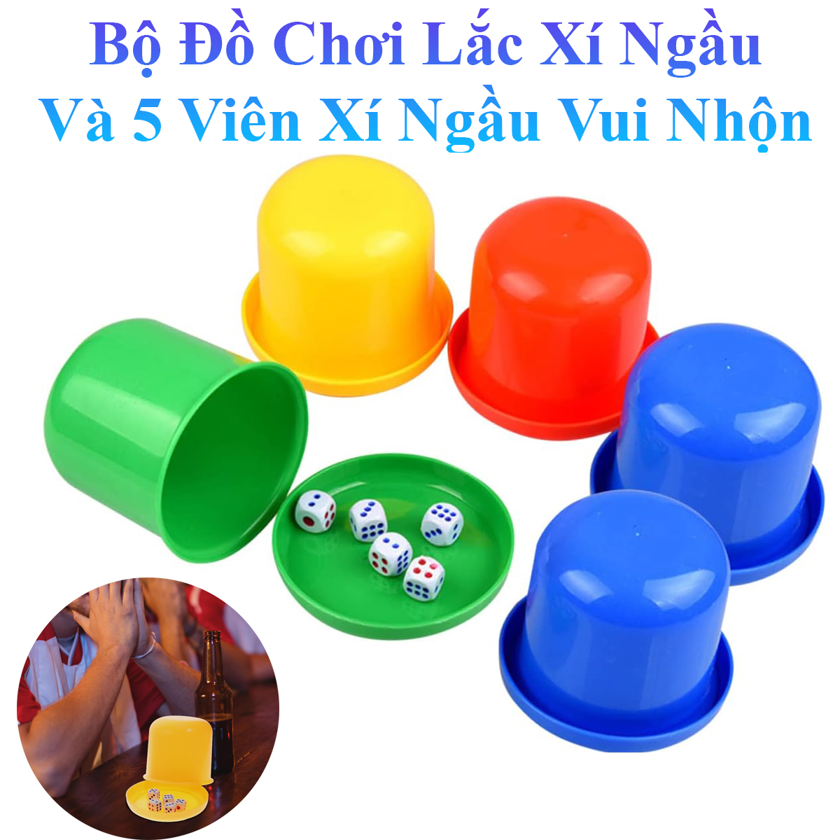 Bộ Đồ Chơi Lắc Xí Ngầu Và 5 Viên Xí Ngầu Vui Nhộn