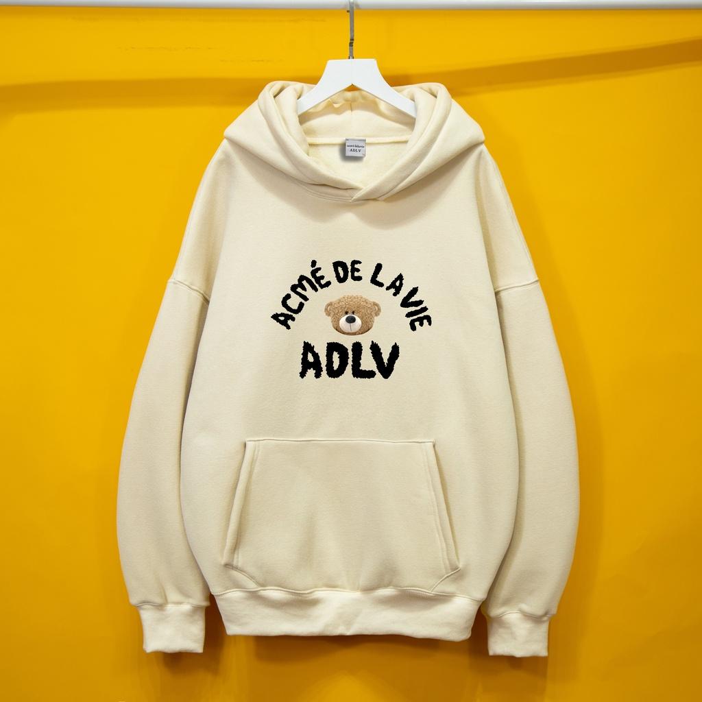 Áo nỉ hoodie ADLV GẤU Áo nỉ hoodie unisex nam nữ form rộng oversize chất liệu Cotton
