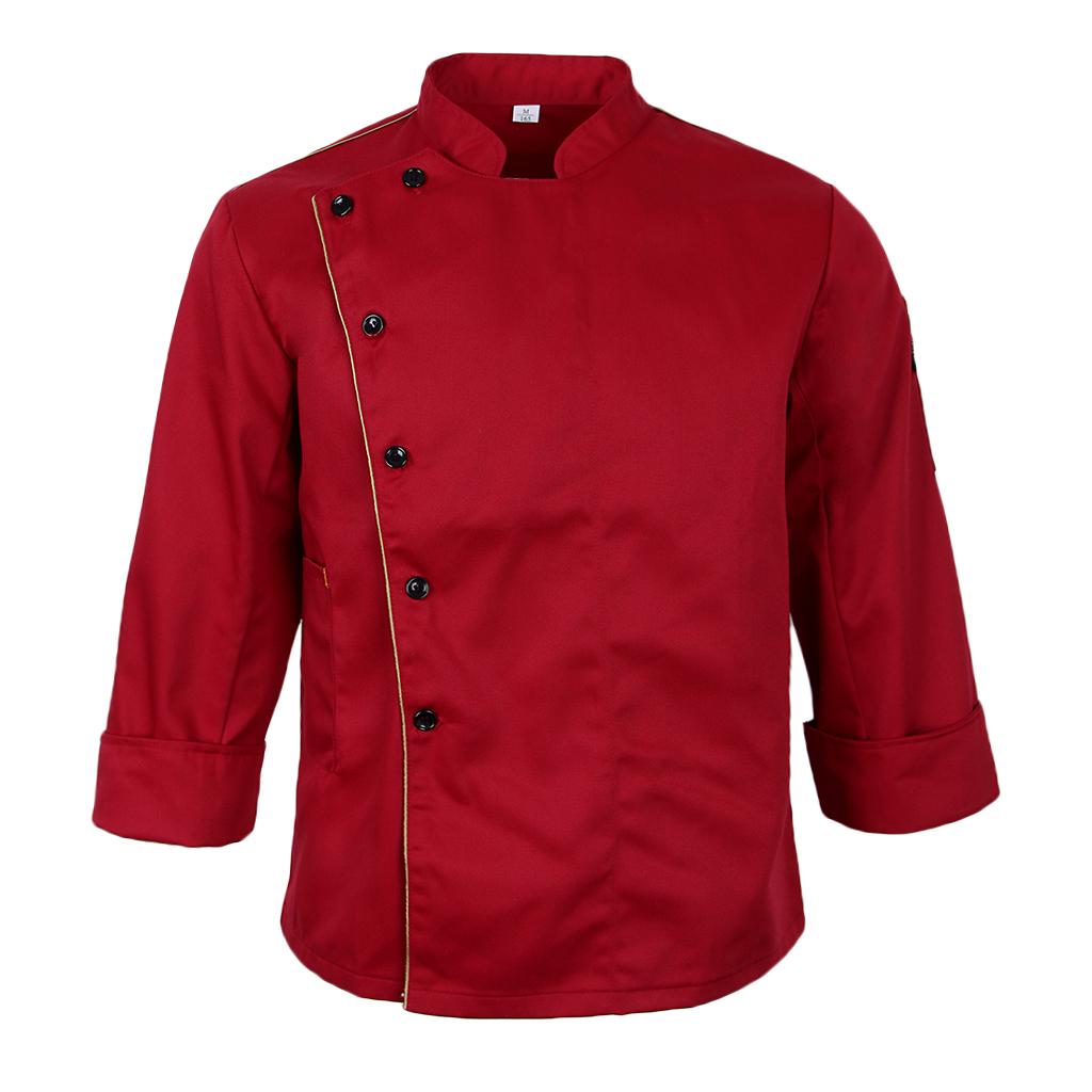 Men Women Stand Collar Long Sleeve Chef Coat Uniform Top4 Colors Choose