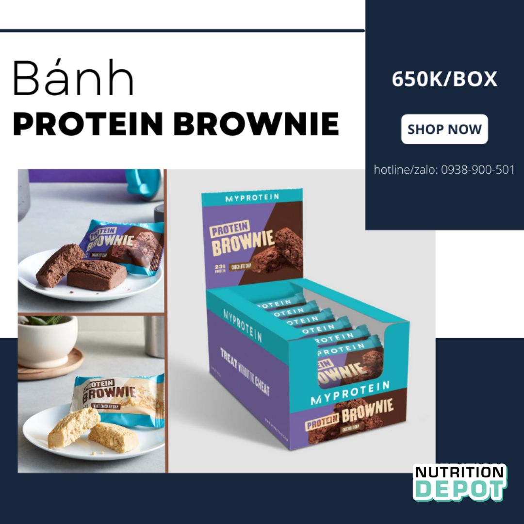 Bánh Protein Brownie Myprotein bổ sung năng lượng và Protein hộp 12 cái - Nutrition Depot Vietnam