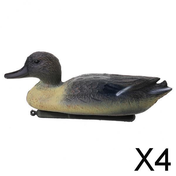 4xPE Lifelike Floating 14" Hunting Shooting Male/Drake Duck Decoy Green/Yellow Yellow