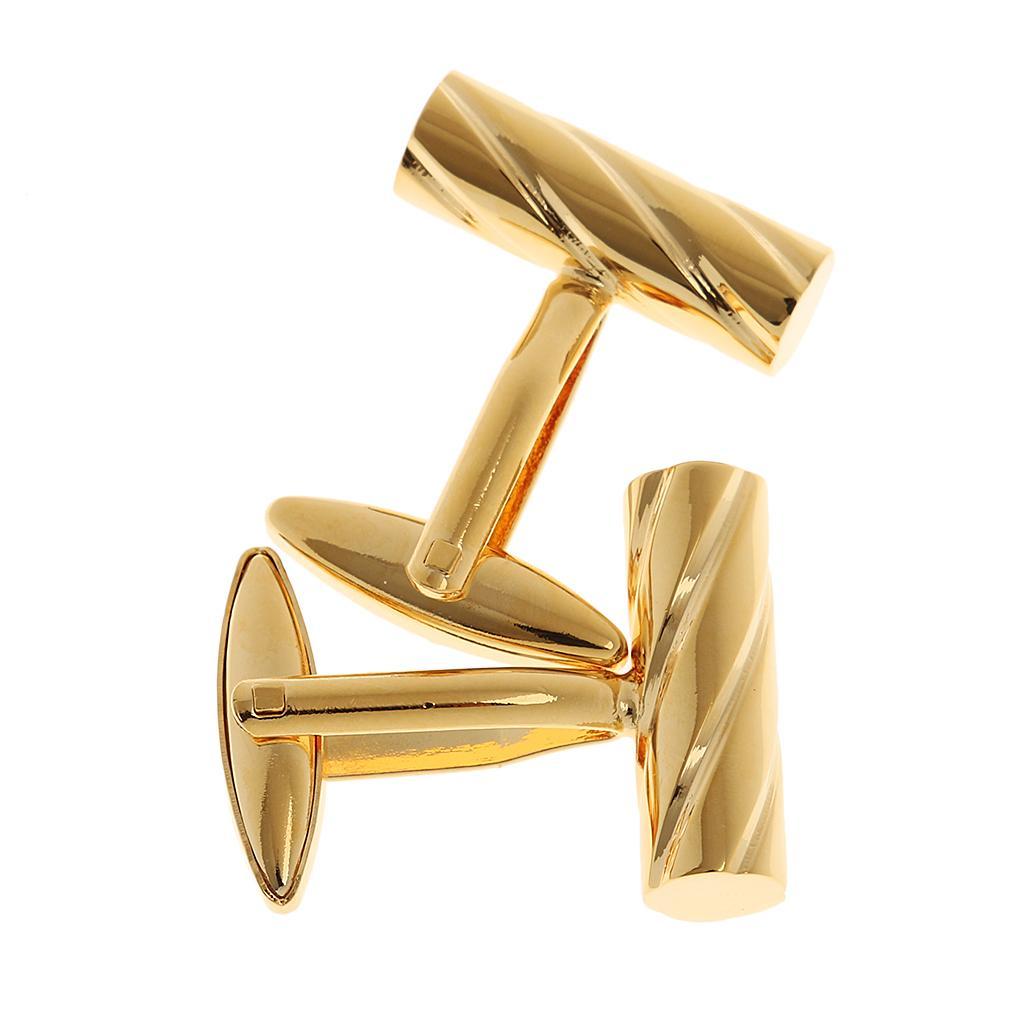 Men's Formal Dress Cylinder Incline Spiral Shape Shirt links Gold