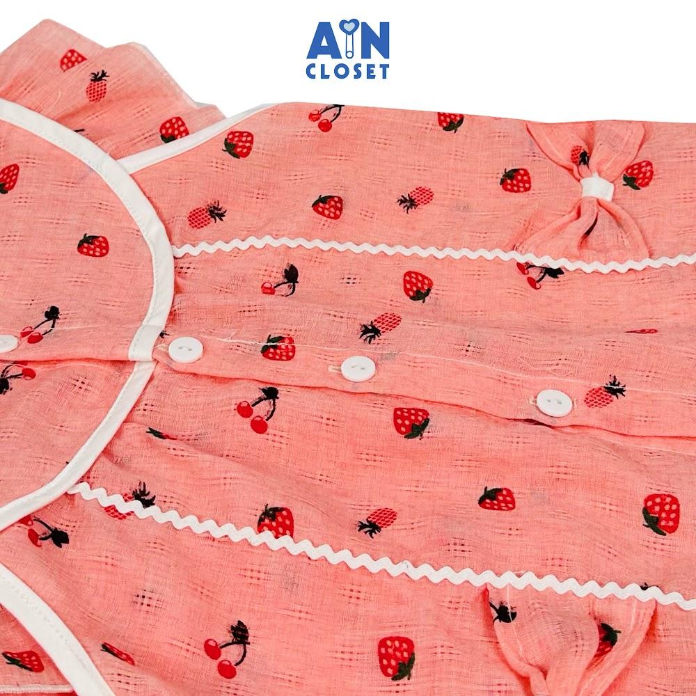 Bộ quần áo ngắn bé gái họa tiết Cherry Dâu hồng cotton dệt - AICDBGHGA0Y8 - AIN Closet