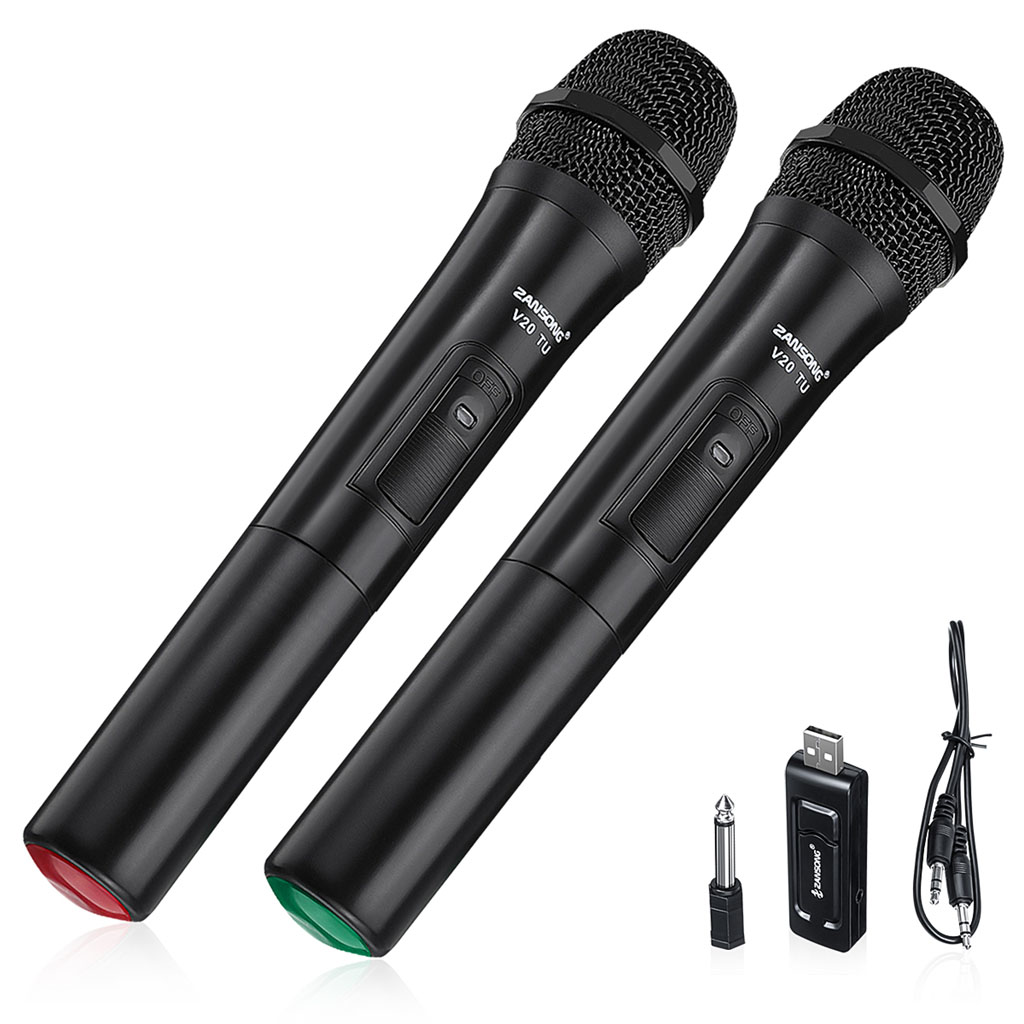 Bộ 2 Micro Karaoke Không Dây Băng Tần UHF ZANSONG V20 Dùng Cho Âm Ly Dàn Âm Thanh Và Các Loại Loa Kéo - Hỗ Trợ Thiết Bị Có Jack Cắm 3.5mm Và 6.5mm - Micro Không Dây -Hàng Nhập Khẩu