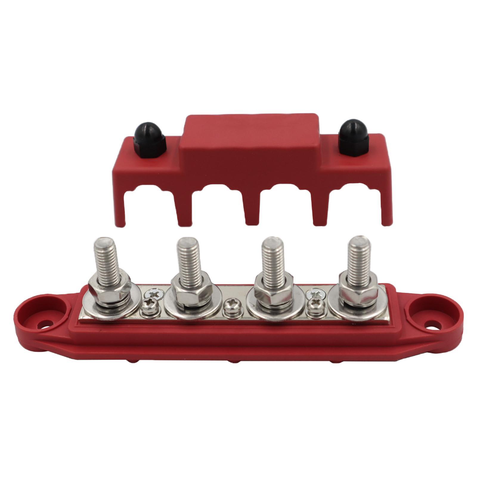 4 Stud Power Distribution Block with Cover Accessories Bus Bar Pair Fit for Marine Automotive