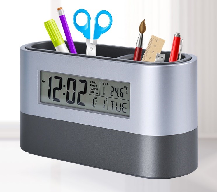 Hộp đựng bút để bàn 2in1 kiêm đồng hồ hiển thị thời gian, nhiệt độ độ ẩm, đếm ngược đa năng M3
