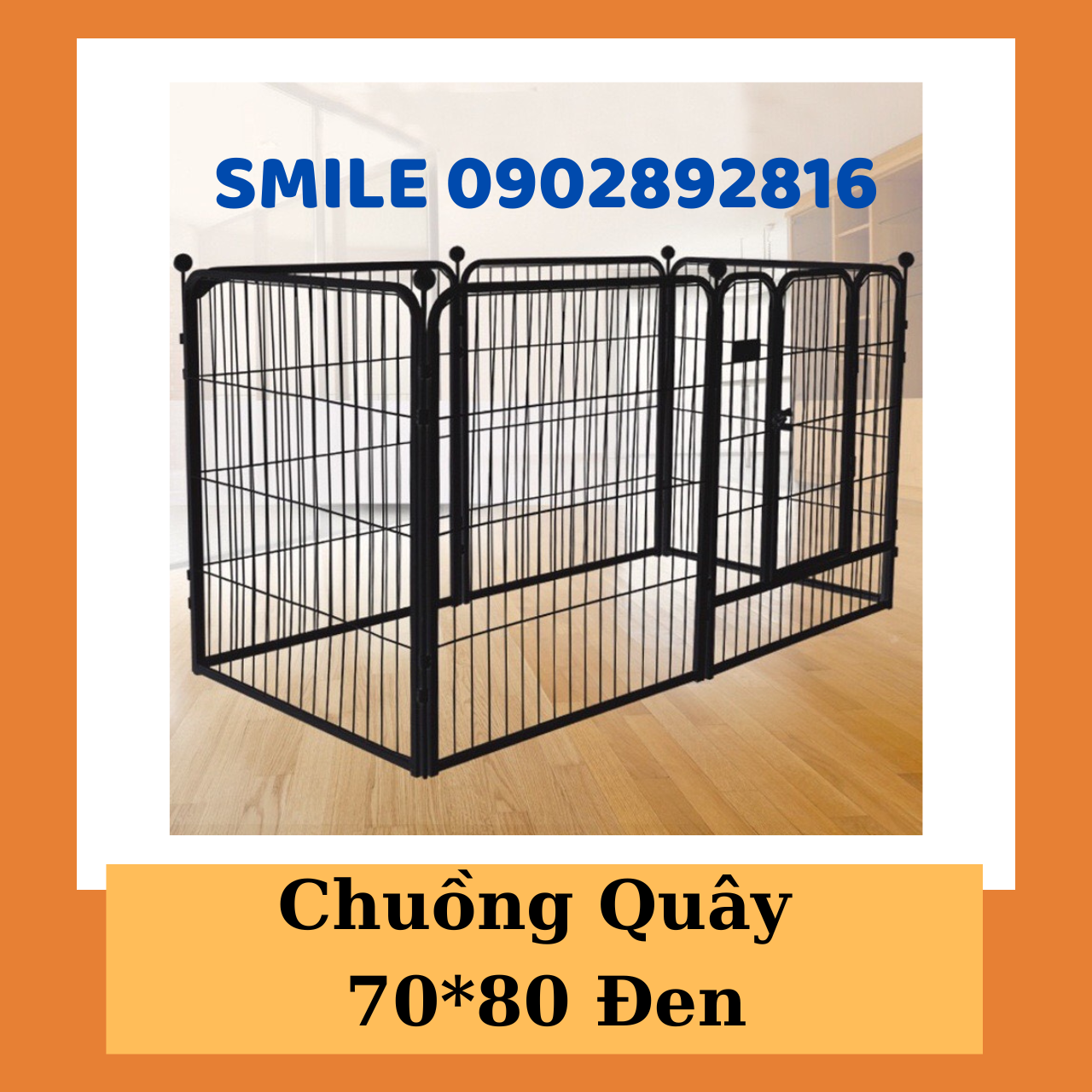 [HÀNG MỚI VỀ] Chuồng Quây Chó Lớn - Nan Ống Siêu Dày Cap cấp - Gồm 6 tấm ghép Size 70*80cm - Màu đen