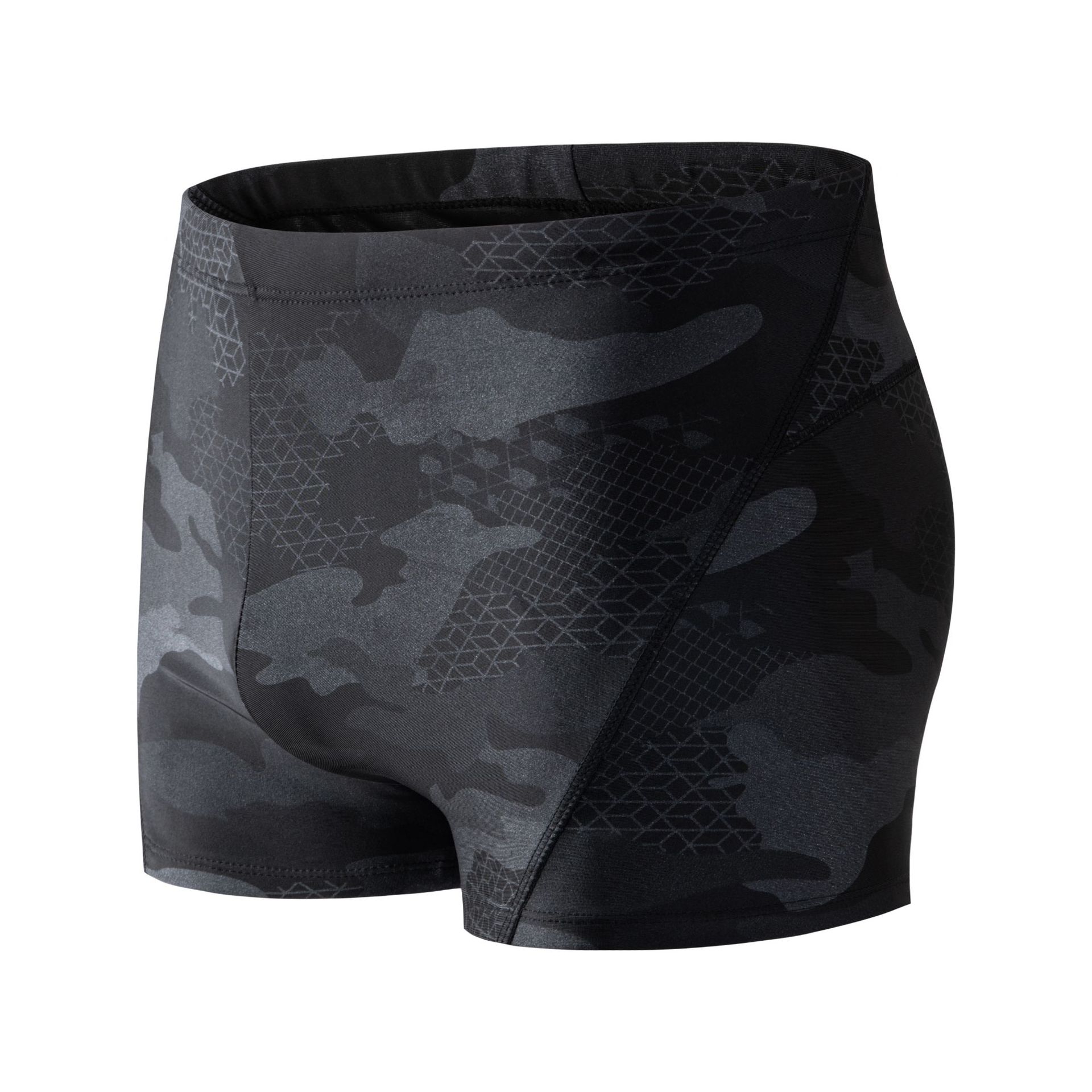 Quần bơi nam boxer  Cleacco màu đen Camo , chất vải  Poly co giãn 4 chiều , thoáng khí , thoát nước nhanh BORO SPORT - Tặng nón bơi vải