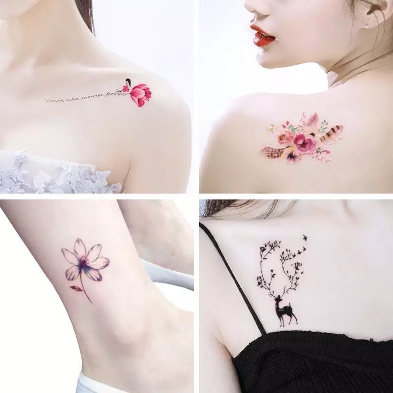 Bộ 30 Miếng Dán Hình Xăm Siêu Xinh, Hình Xăm Đẹp, Hình Xăm Mini Thời Trang HX1