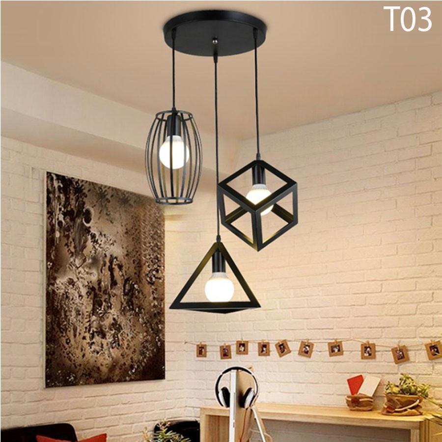 Đèn thả trần đơn hình tam giác, hình vuông, hình bầu dục -T03