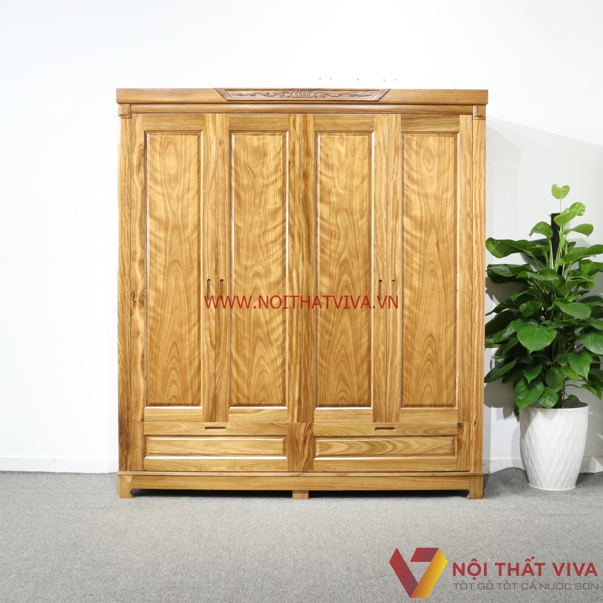 Tủ Áo 4 Cánh Gỗ Hương Xám Đẹp Giá Rẻ