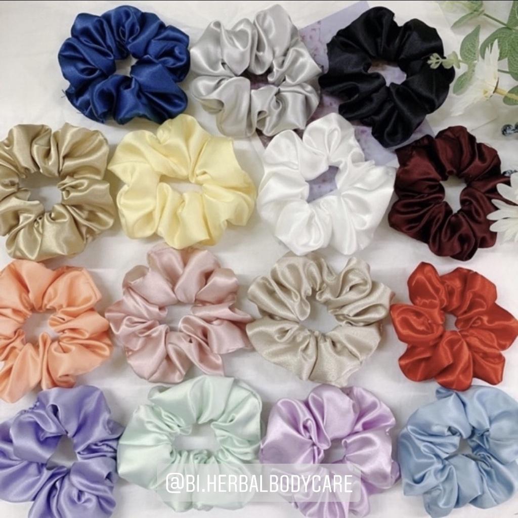 Scrunchies cột tóc vải phi bóng dành cho bạn nữ màu sắc ngẫu nhiên