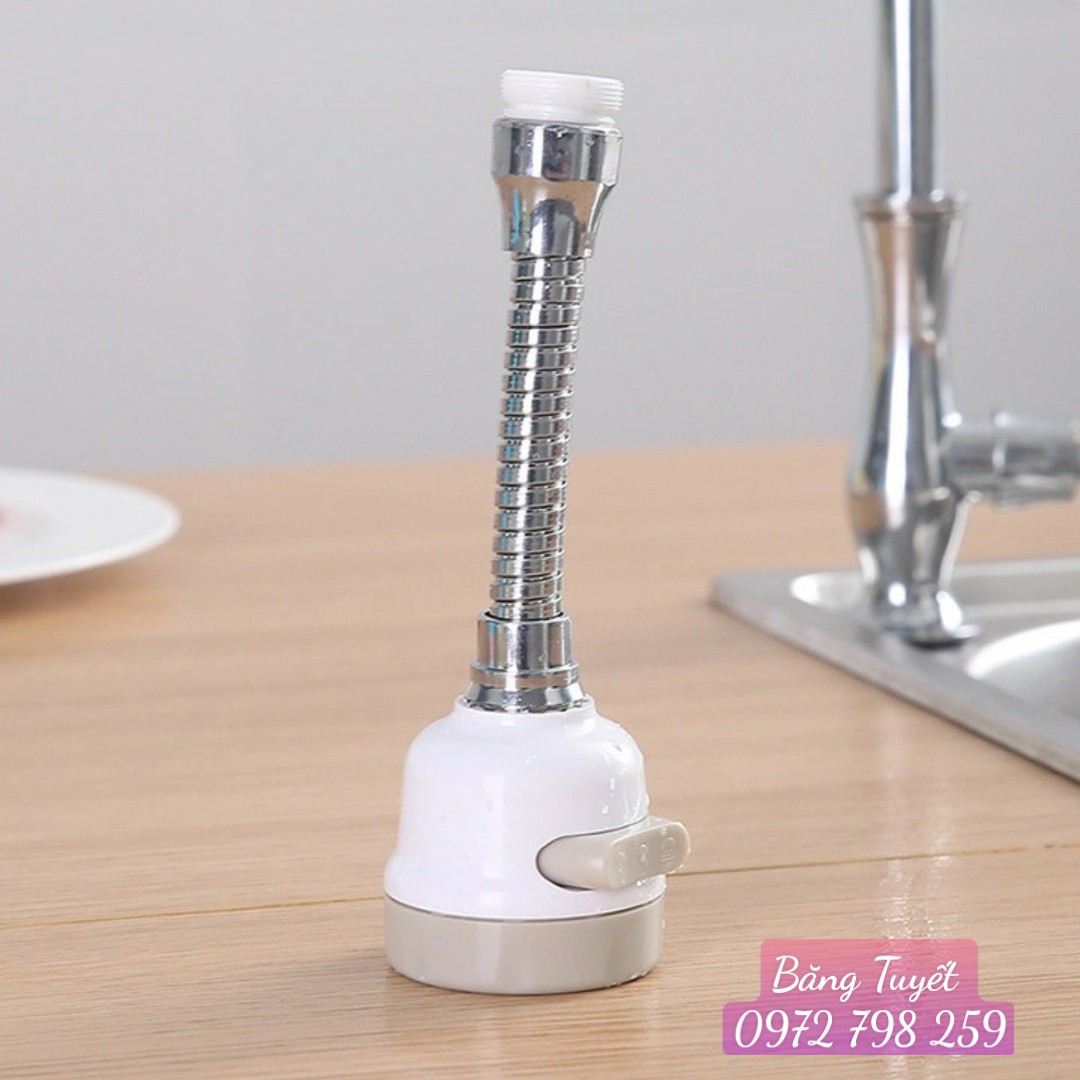 Vòi Tăng Áp Bồn Rửa Chén Bát 3 Chế Độ Xả Xoay 360 Độ