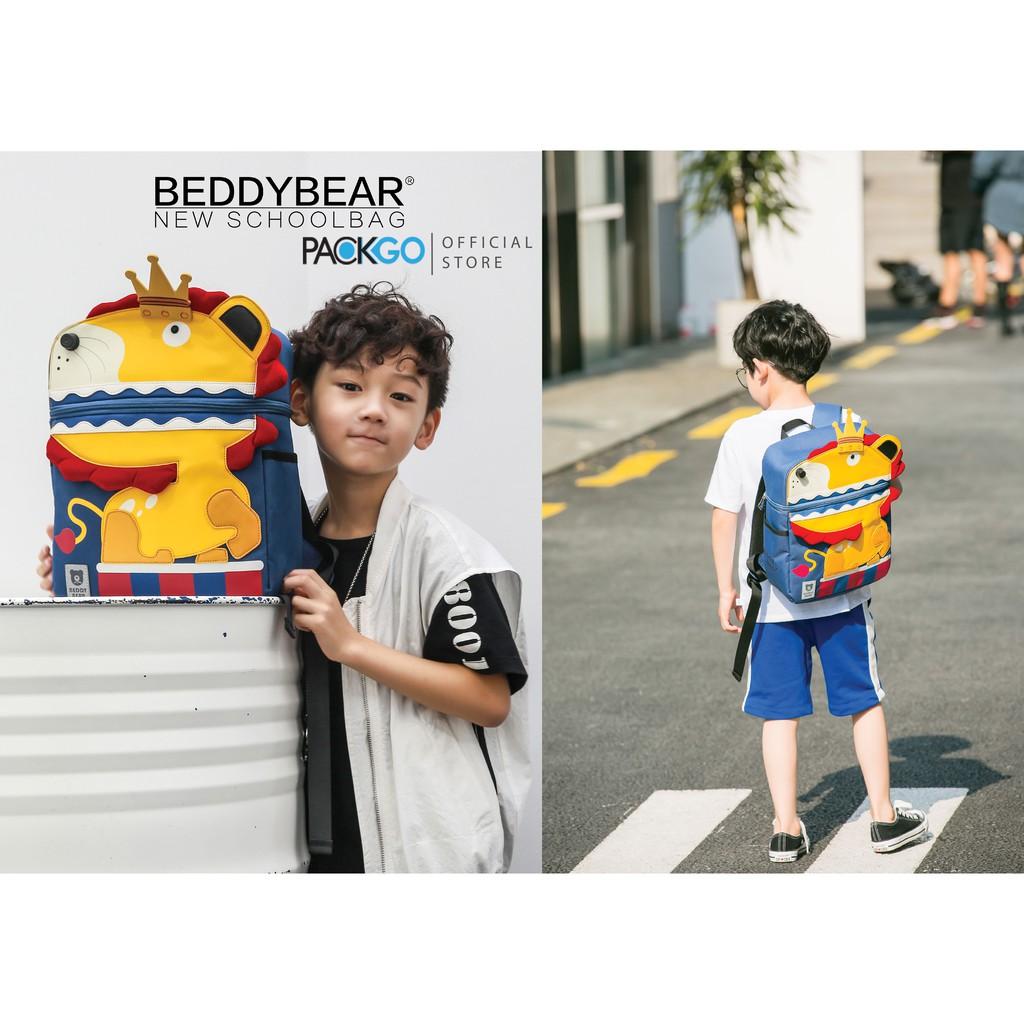 Hình ảnh Balo cho Bé trai học Mầm non từ 04 tuổi BeddyBear - Dòng Cute Bag họa tiết Sư tử - Thiết kế chống gù lưng cho trẻ - Bảo hành chính hãng Beddy Bear 2 năm