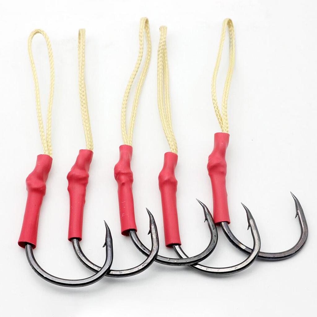 5 Pieces Jigging Assist Hooks Assist Fishing Hooks with White PE Line 01