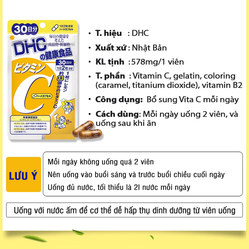 Combo Giảm nóng trong - Trắng da (Viên uống DHC Nhật Bản Rau củ và Vitamin C) Thực phẩm chức năng gói 30 ngày JN-DHC-CB9