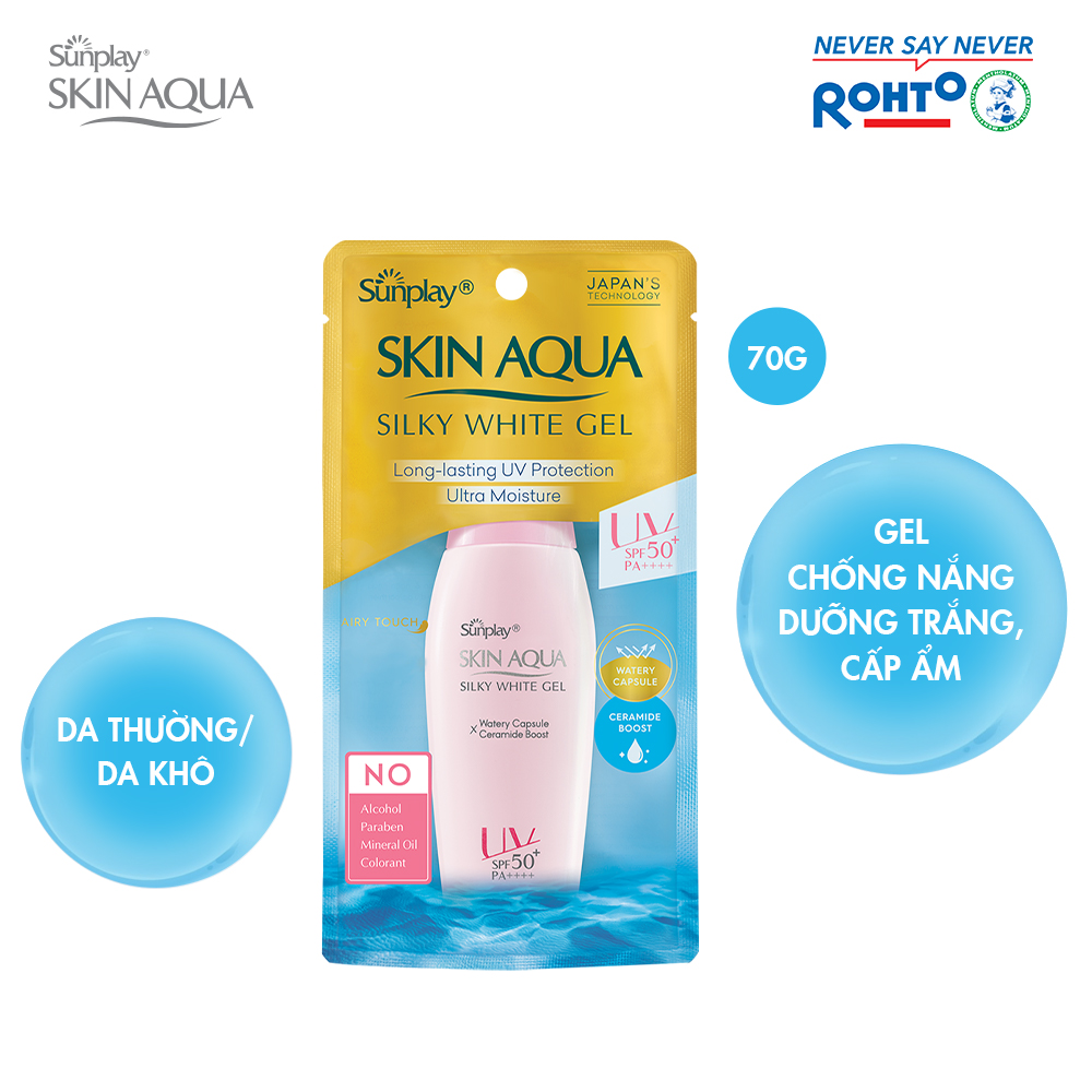 Gel Chống Nắng Dưỡng Da Trắng Mượt Sunplay Skin Aqua Silky White Gel SPF50, PA++++ (70g)