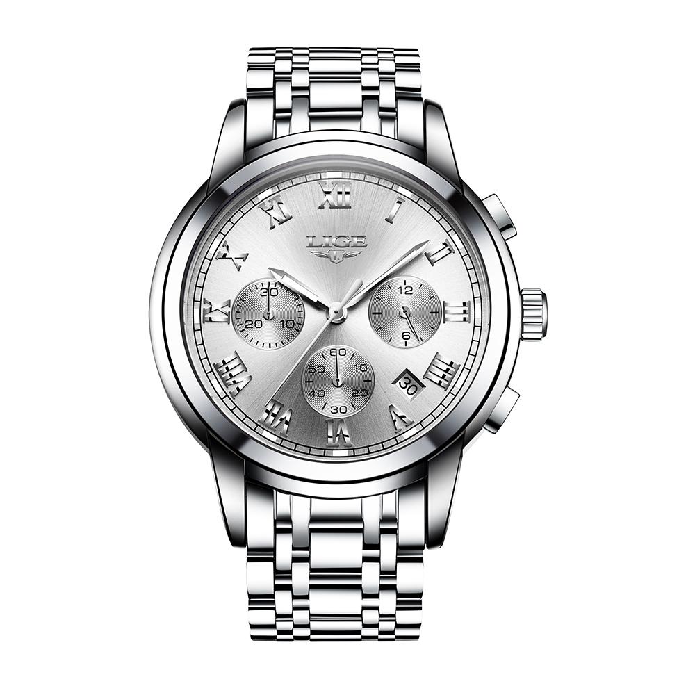 Đồng hồ Quartz LIGE 9810 Nam Hiển thị Hẹn giờ 3ATM Chống thấm nước