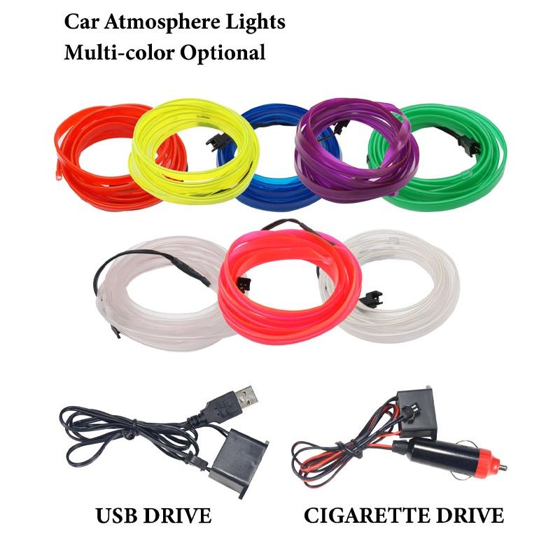 Đèn dải neon LED 5M USB linh hoạt trang trí nội thất ô tô tự làm