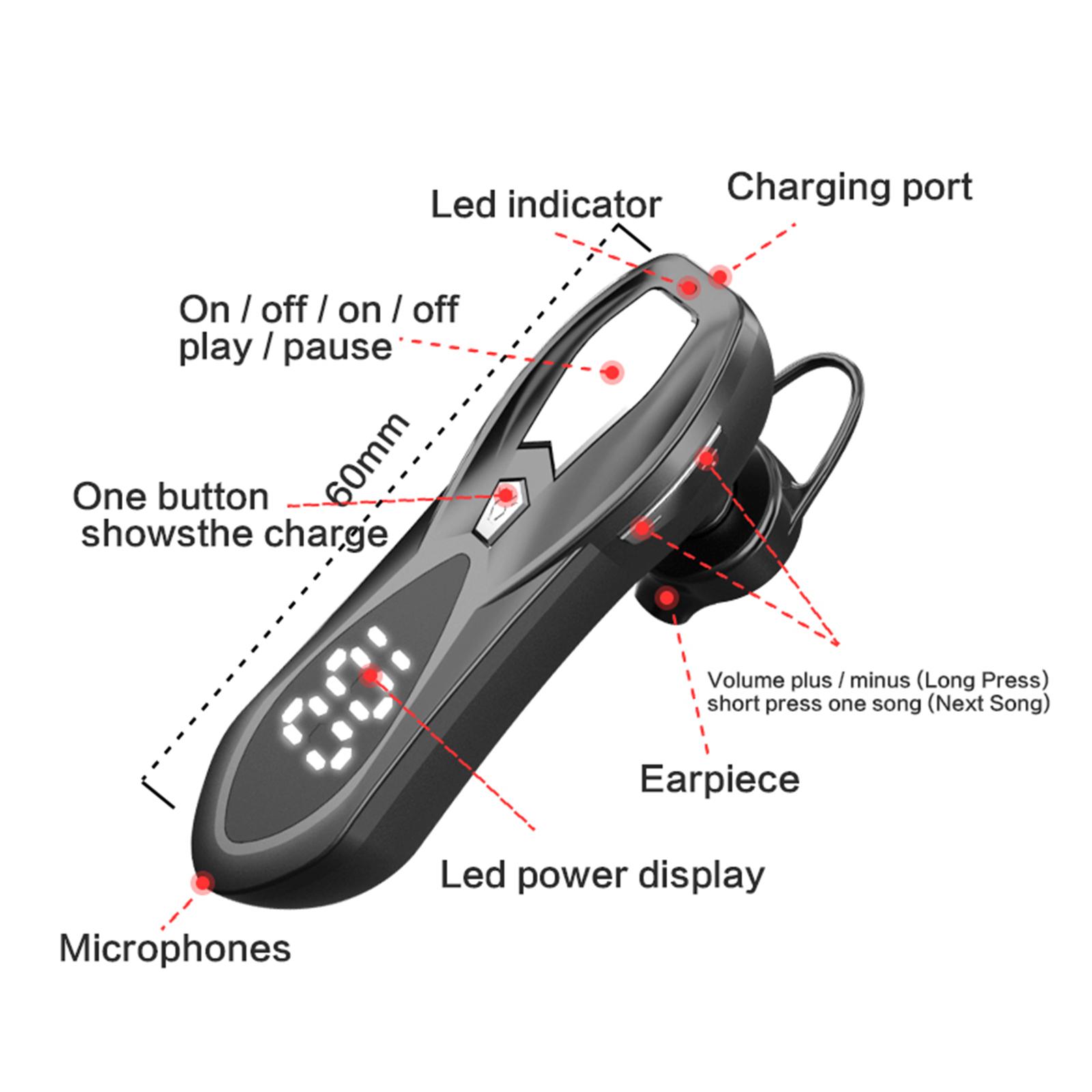 Wireless Bluetooth Earpiece Noise Cancelling Driving Trucker Headset