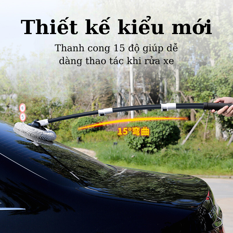 Chổi Lau Rửa Xe Ô Tô Hợp Kim Nhôm 3 Khớp Kéo Dài Linh Hoạt Sợi Nhung Mềm Mại Không Gây Xước Xe