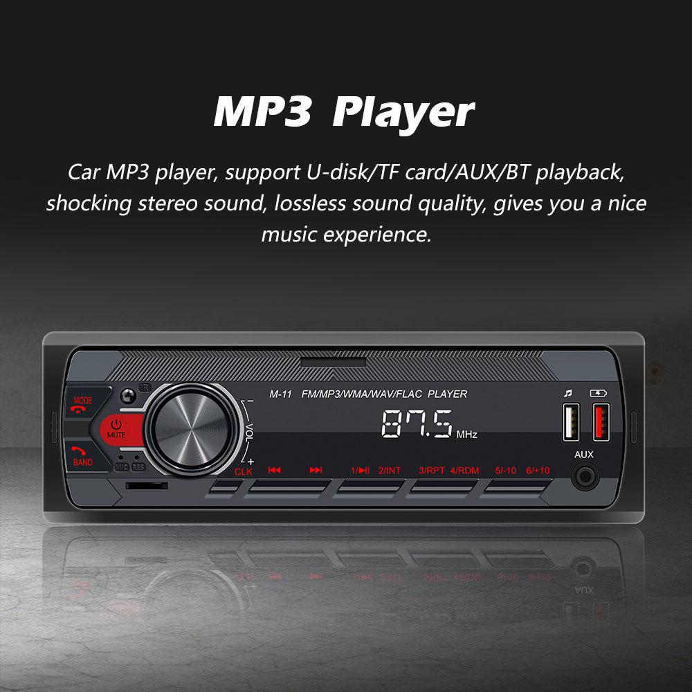 Car MP3 Player BT Stereo Receiver FM Radio Hands-Free Calling Support USB Charging U-Disk/TF Card/AUX-IN Voice Assist
