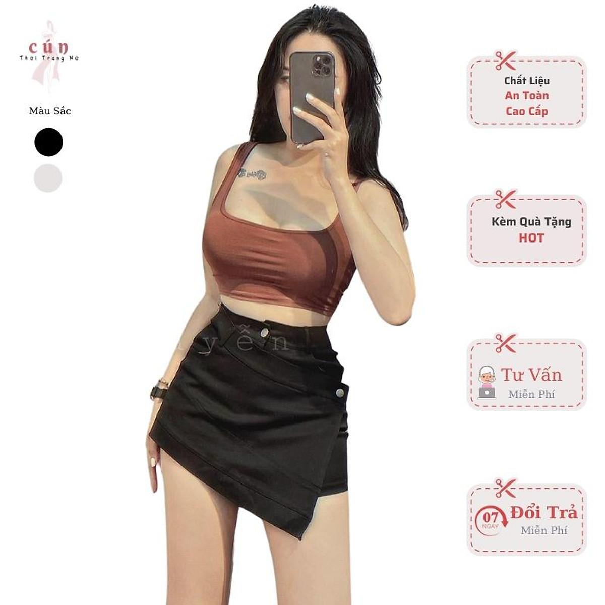 Chân Váy Ngắn Nữ Chữ A Kaki Đăp Chéo Phối Nút Đủ Zize SML Thời Trang Siêu Hót aloha